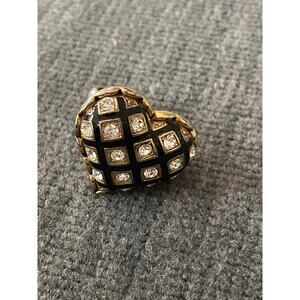 Vintage Rare Betsey Johnson Taxi Collection Puffy Heart Ring Signed